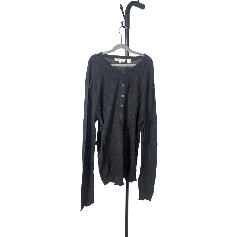 Inhabit 100% Cashmere Henley Sweater Black Button Up Long Sleeve Womens Size XL